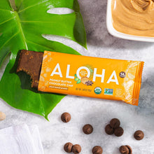 Load image into Gallery viewer, ALOHA Organic Plant Based Protein Bars |Peanut Butter Chocolate Chip | 12 Count, 1.98oz Bars | Vegan, Low Sugar, Gluten Free, Paleo, Low Carb, Non-GMO, Stevia Free, Soy Free, No Sugar Alcohol Sweeteners