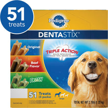 Load image into Gallery viewer, PEDIGREE DENTASTIX Large Dog Dental Care Treats Original, Beef &amp; Fresh Variety Pack, 2.73 lb.Pack (51 Treats)