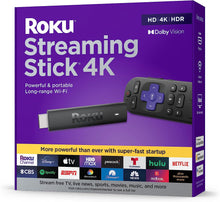 Load image into Gallery viewer, Roku Streaming Stick 4K | Portable Roku Streaming Device 4K/HDR/Dolby Vision, Roku Voice Remote, Free &amp; Live TV