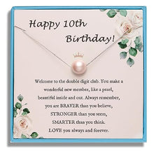 Load image into Gallery viewer, Sereney 10th Birthday Gifts for Girls S925 Sterling Silver Pink Pearl Necklace as Gifts for 10 Year Old Girl, Adjustable Length 10 Birthday Ideas for Girls Trendy 2023