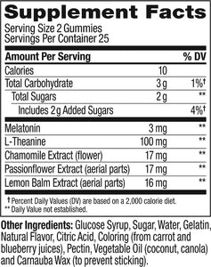 OLLY Sleep Gummy, Occasional Sleep Support, 3 mg Melatonin, L-Theanine, Chamomile, Lemon Balm, Sleep Aid, Blackberry, 50 Count