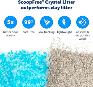 PetSafe ScoopFree Crystal Litter Tray Refills, Premium Blue Crystals, 3-Pack, Disposable Tray, Includes Leak Protection & Low Tracking Litter, Absorbs Odors On Contact