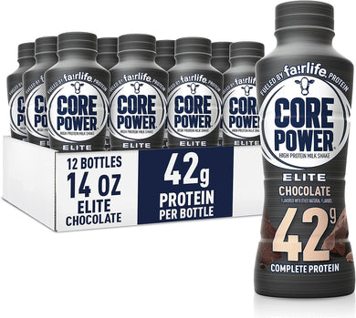 Core Power Fairlife Elite 42g High Protein Milk Shakes For kosher diet, Ready to Drink for Workout Recovery, Chocolate, 14 Fl Oz (Pack of 12), Liquid, Bottle