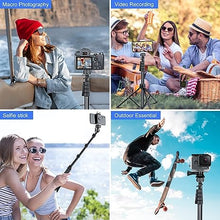 Load image into Gallery viewer, Sensyne 62&quot; Phone Tripod &amp; Selfie Stick, Extendable Cell Phone Tripod Stand with Wireless Remote and Phone Holder, Compatible with iPhone Android Phone, Camera (Black)