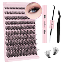 Load image into Gallery viewer, DIY Lash Extension Kit Individual Eyelash Extension Kit B&amp;Q D Curl Cluster Lashes Individual Eyelashes with Lash Bond and Seal, Lash Applicator Tool DIY Lash Extensions at Home (Kit,40D-0.07D-8-18mix)