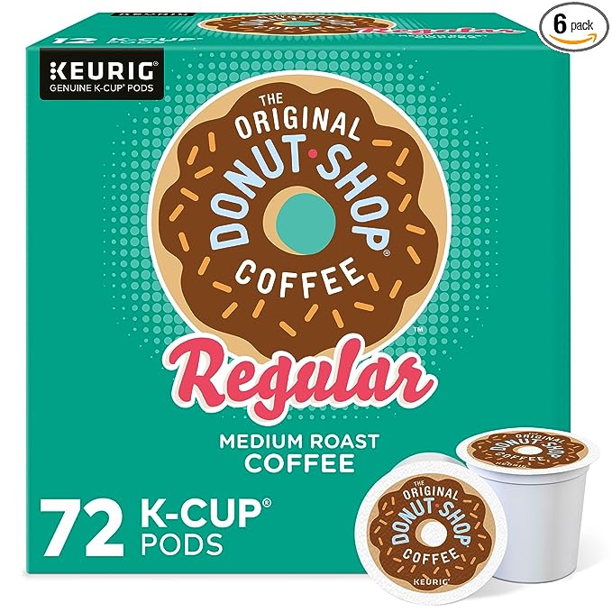 The Original Donut Shop Keurig Single-Serve K-Cup Pods, Regular Medium Roast Coffee, 12 Count (Pack of 6)