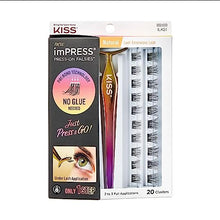 Load image into Gallery viewer, imPRESS Press-On Falsies Eyelash Clusters Kit, Natural, Black, No Glue Needed, Fuss Free, Invisible Band, Natural, 24 Hours, No Damage, No Sticky Residue, Flawless, Quick &amp; Easy | 20 Clusters