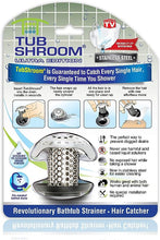 Load image into Gallery viewer, TubShroom Ultra Revolutionary Bath Tub Drain Protector Hair Catcher/Strainer/Snare Stainless Steel, 1-Pack, Silver