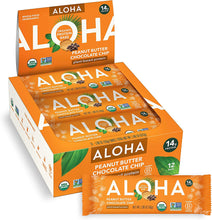 Load image into Gallery viewer, ALOHA Organic Plant Based Protein Bars |Peanut Butter Chocolate Chip | 12 Count, 1.98oz Bars | Vegan, Low Sugar, Gluten Free, Paleo, Low Carb, Non-GMO, Stevia Free, Soy Free, No Sugar Alcohol Sweeteners