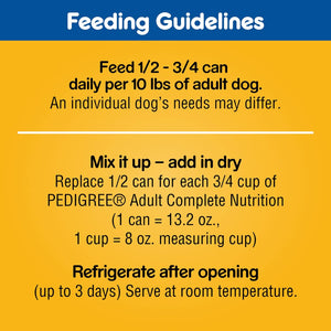 PEDIGREE CHOICE CUTS IN GRAVY Adult Canned Soft Wet Dog Food Variety Pack, Prime Rib, Rice & Vegetable Flavor and Roasted Chicken, 13.2 oz. Cans (Pack of 12)