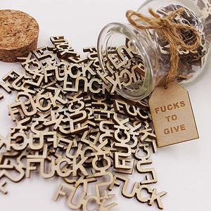 Jar of Fucks（5oz）Gift Jar,Fucks to Give,Fuck Wooden Cutout Letter Piece Bad Mood Vent Spoof Birthday Day,Holiday, Gift to Friend,Funny Gift,Valentines Day.