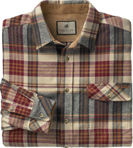 Legendary Whitetails Men's Buck Camp Flannel, Long Sleeve Plaid Button Down Casual Shirt, Corduroy Cuffs