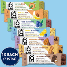 Load image into Gallery viewer, IQBAR Brain and Body Keto Protein Bars - 7 Sampler Keto Energy Bars - Low Carb, High Fiber, Low Sugar Meal Replacement Bars - Vegan Snacks