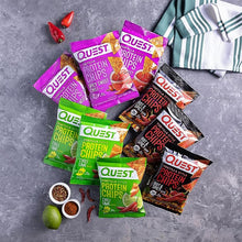 Load image into Gallery viewer, Quest Nutrition Tortilla Style Protein Chips, Spicy Variety Pack, Chili Lime, Hot &amp; Spicy, &amp; Spicy Sweet Chili, 12 Count (3 Each Flavor)