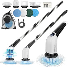 Load image into Gallery viewer, YKYI Electric Spin Scrubber,Cordless Cleaning Brush,Shower Cleaning Brush with 8 Replaceable Brush Heads, Power Scrubber 3 Adjustable Speeds,Adjustable &amp; Detachable Long Handle,Voice Broadcast