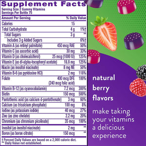 Vitafusion Womens Multivitamin Gummies, Berry Flavored Daily Vitamins for Women With Vitamins A, C, D, E, B-6 and B-12, America’s Number 1 Gummy Vitamin Brand, 75 Days Supply, 150 Count